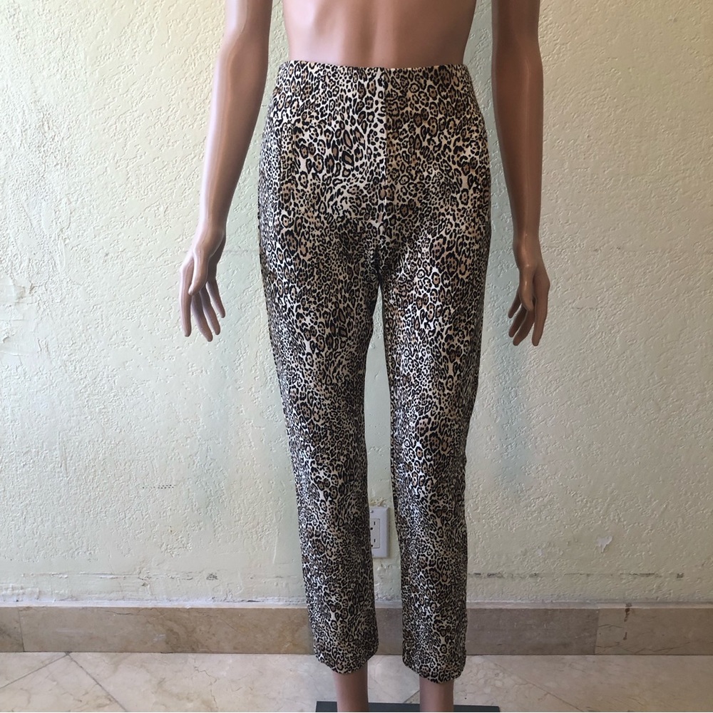 Chico’s Brown Animal Print Leopard Stretchy Waist Leggings Pants Women’s Size XS